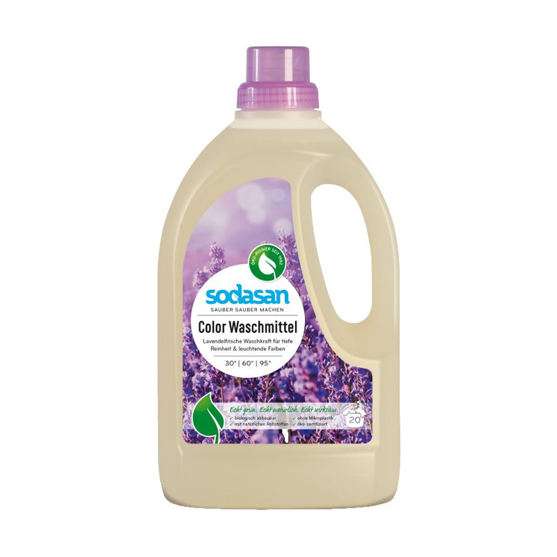 Рідкий засіб для прання Sodasan Color Lavender для кольорових та чорних речей, 20 циклів прання, 1.5 л